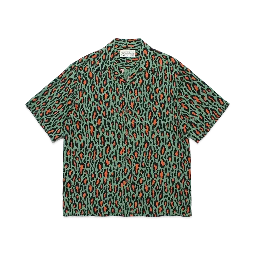 WACKO MARIA Leopard Open Collar Shirt "Green"