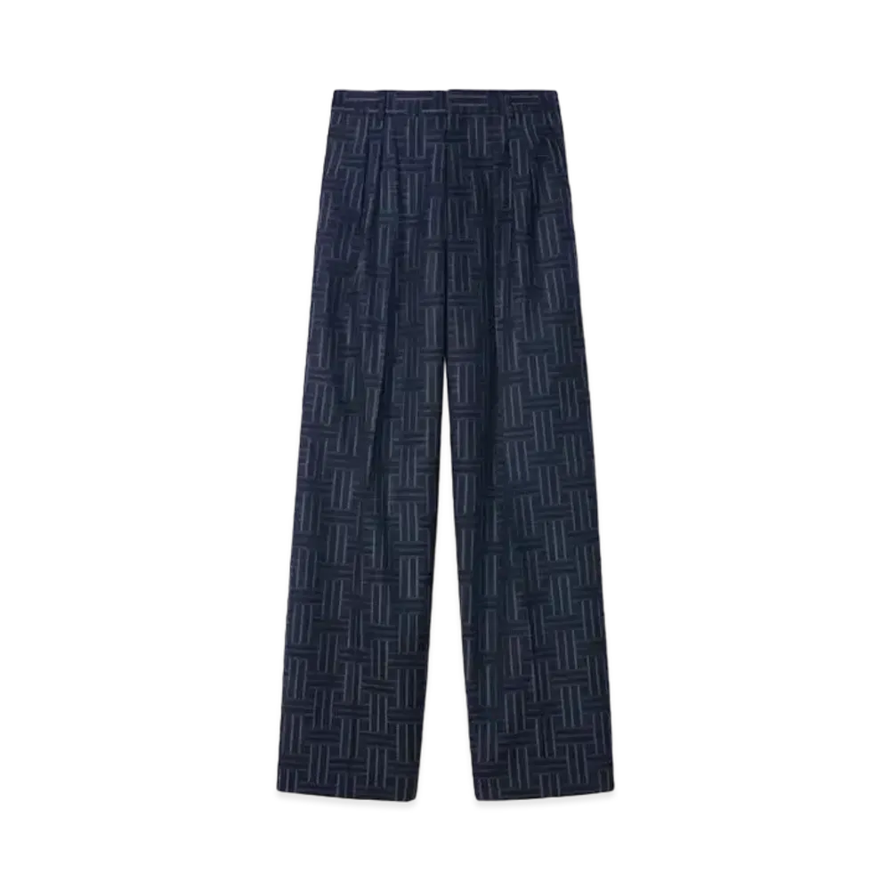 KENZO 'WEAVE' Pleats Tailored Wool Pants "Midnight Blue"