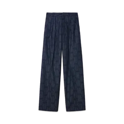 KENZO 'WEAVE' Pleats Tailored Wool Pants "Midnight Blue"
