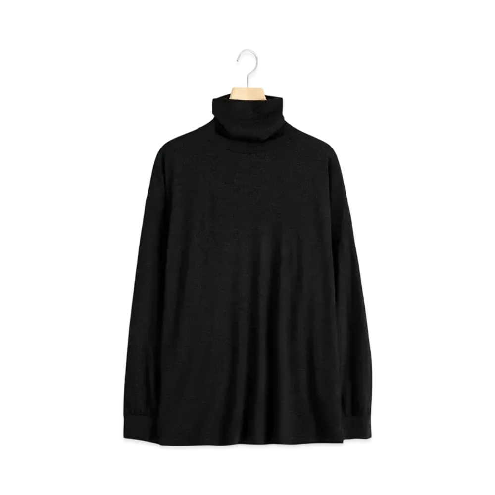 COMOLI Wool Jersey Turtleneck Pullover "Charcoal"