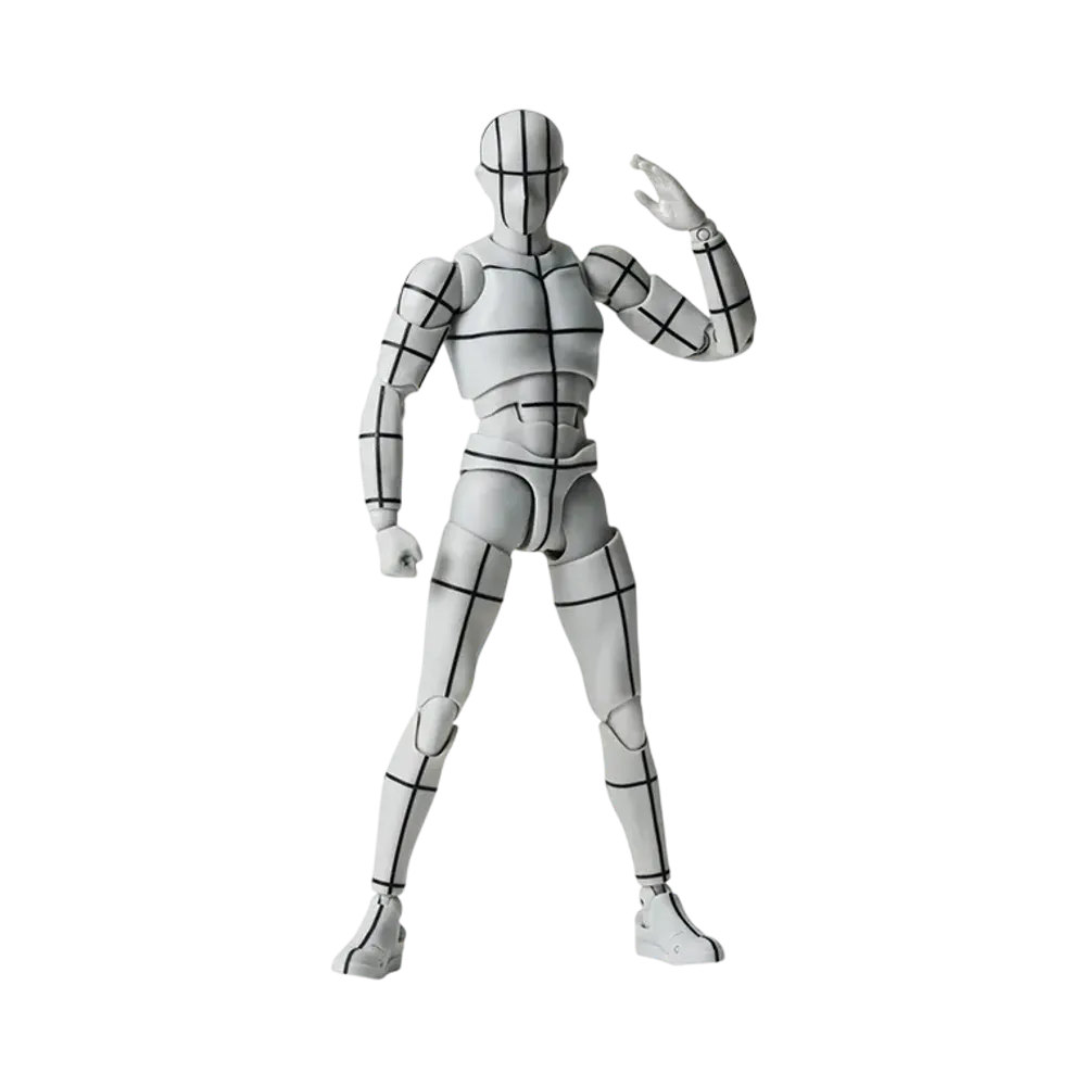BANDAI "S.H.Figuarts" -BODY-KUN/BODY-CHAN- BODY-KUN -Sports- Edition -WIREFRAME- (Gray Color Ver.)