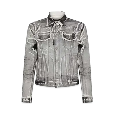 Dsquared2 Icon White Coal Wash Dan Jeans Jacket "Gray/Black"