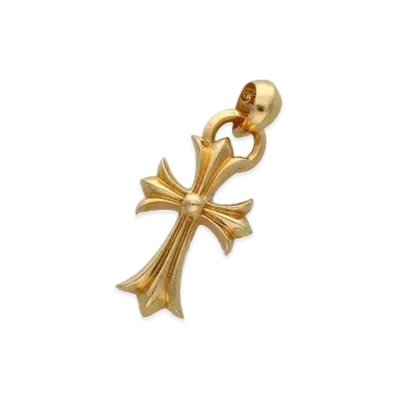 Chrome Hearts 22K Small CH Cross with Bale Pendant Necklace Top "Yellow Gold"