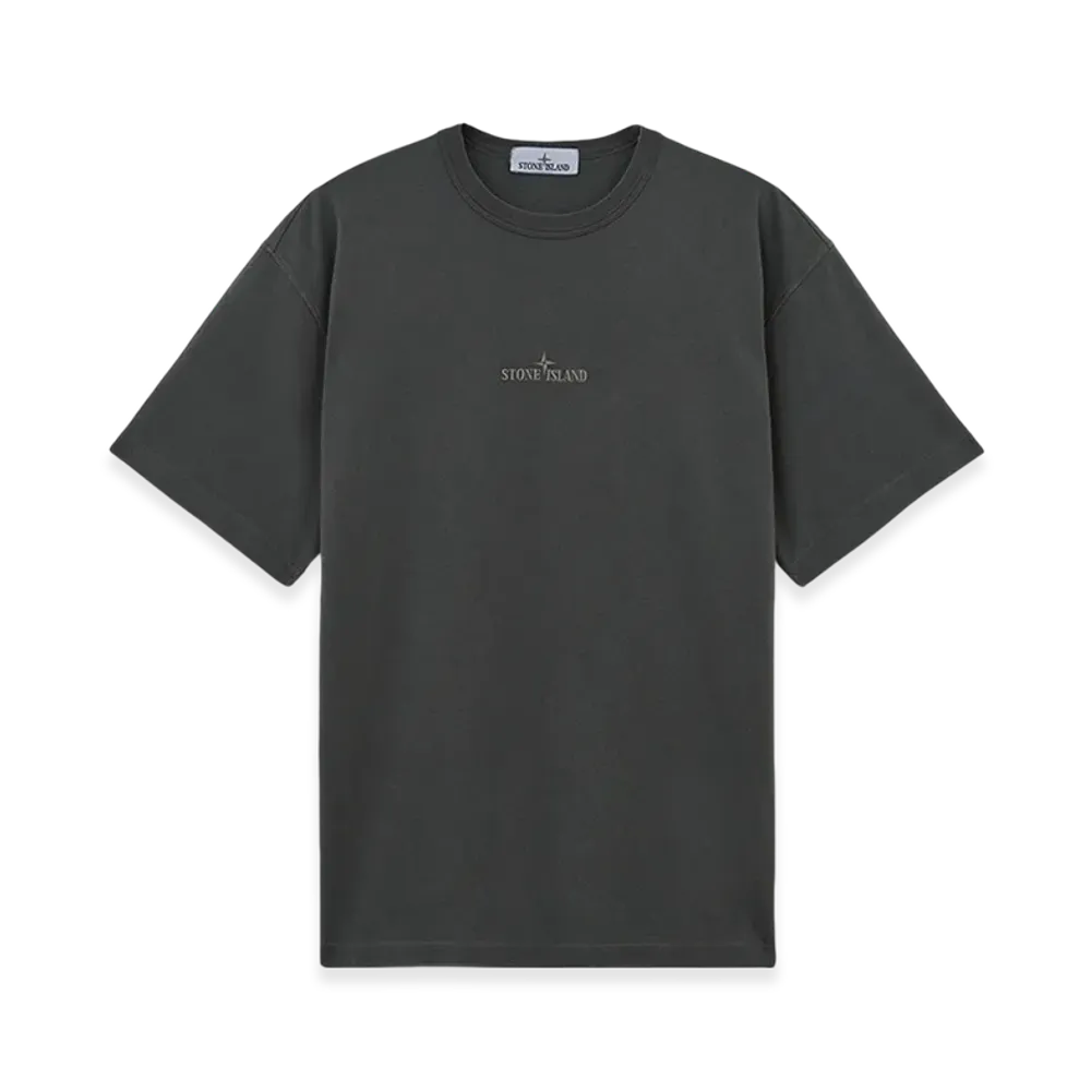 Stone Island 22258 24/1 Cotton Jersey Old Effect S/S T-Shirt with Embroidery - 24FW "Lead Grey"