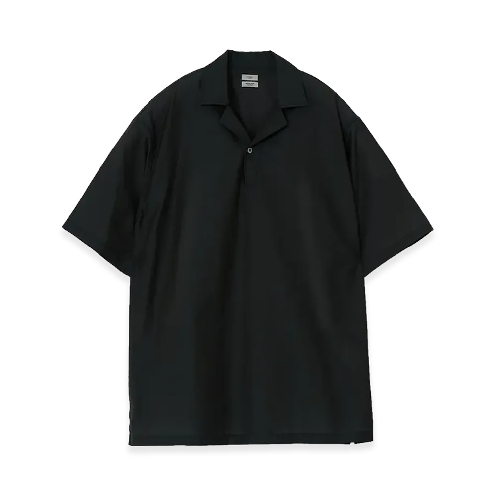 YOKE Exclusive Wool Nylon Poplin Skipper Polo Shirt "Black"