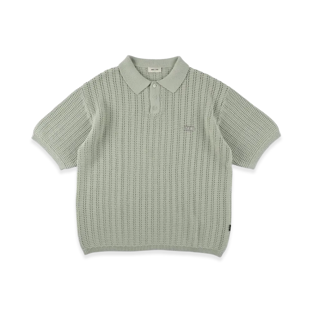 WIND AND SEA Summer Knit Polo "Sage_Green"