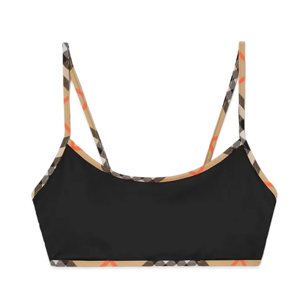 Burberry Women's Check Trim Bikini Top "Black"