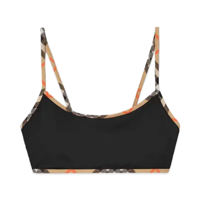 Burberry Women's Check Trim Bikini Top "Black"