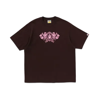 A BATHING APE College Logo Relaxed Fit Tee "Brown"