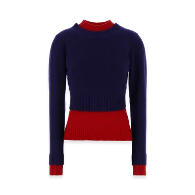 Jil Sander Women's Wool Blend Sweater "Navy Blue"