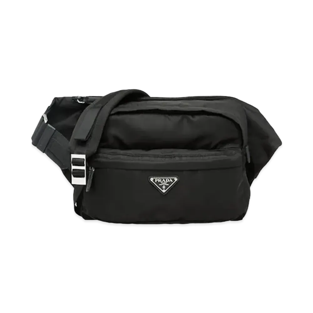 PRADA Nylon Saffiano Leather Bag With Strap"Black"
