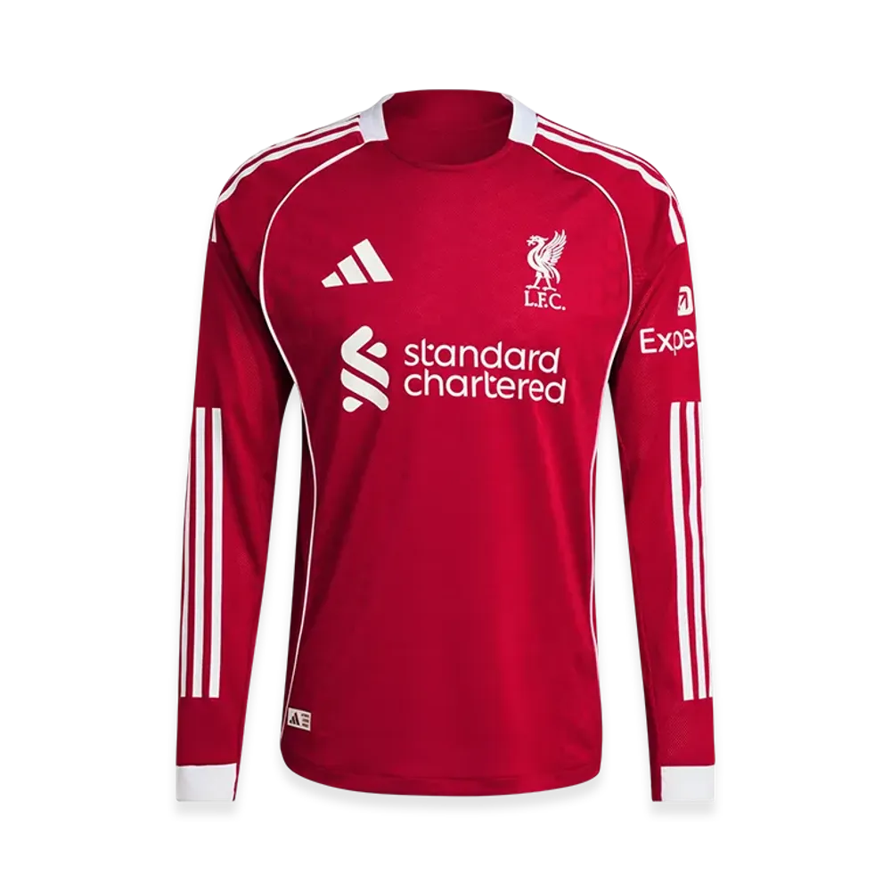 adidas Liverpool FC 25/26 Long-Sleeve Home Authentic Jersey "Strawberry Red"