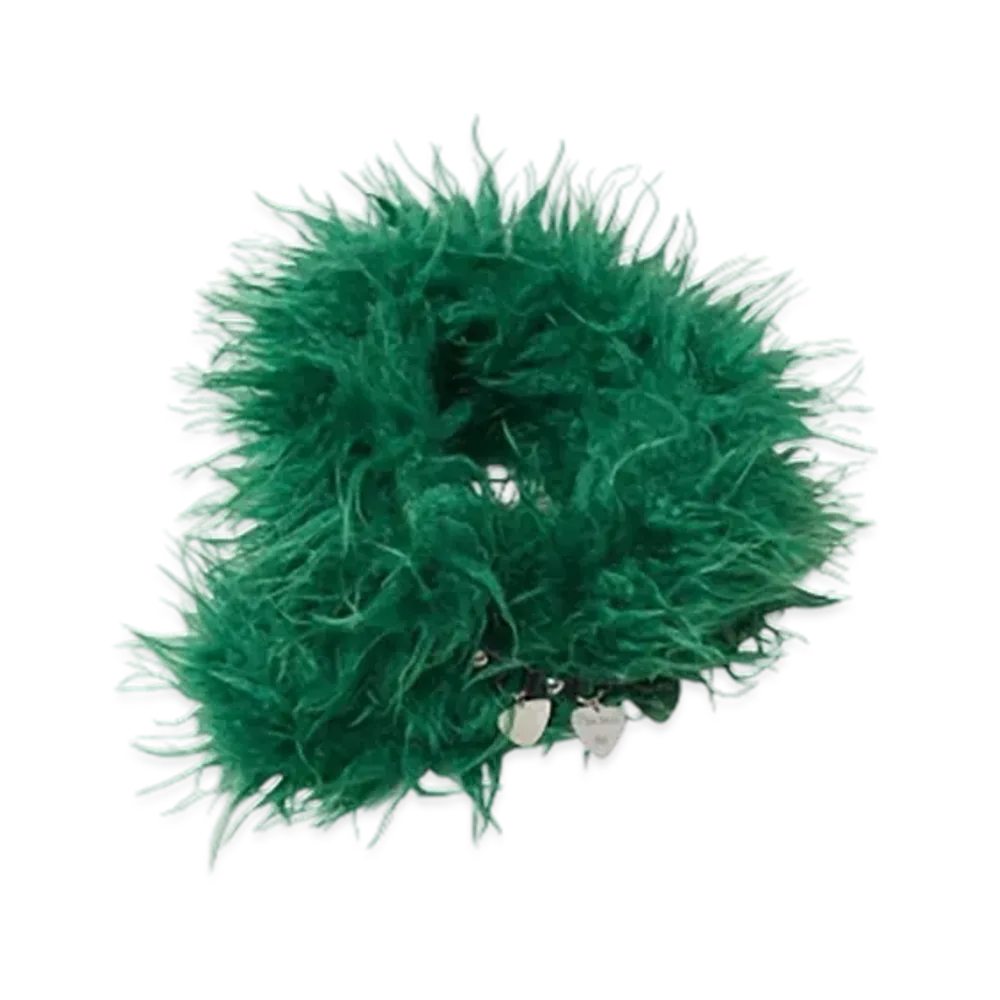 HYSTERIC GLAMOUR Pick Leather Chain Fur Muffler "Green"