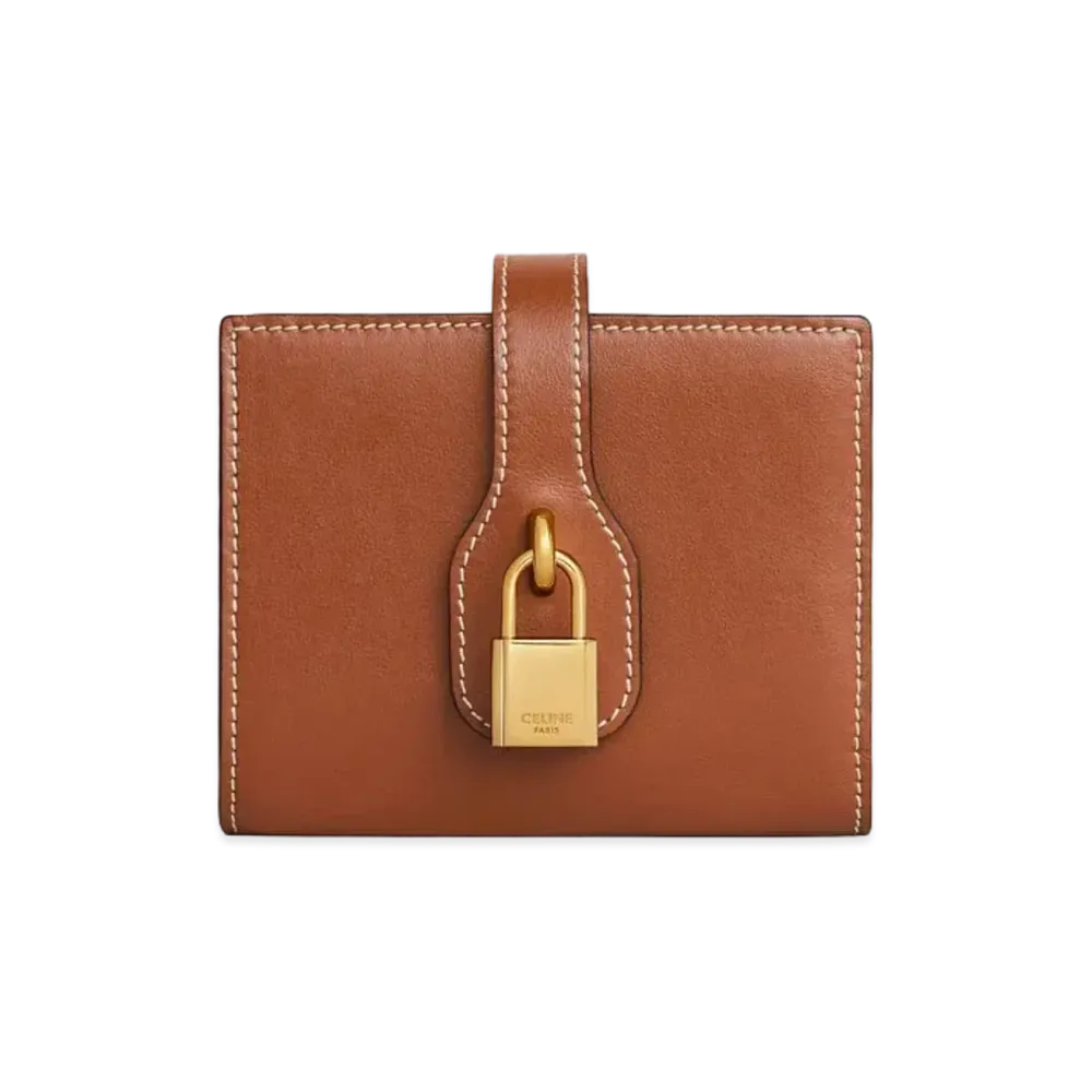 CELINE Small Strap Wallet In Smooth Calfskin "Tan"