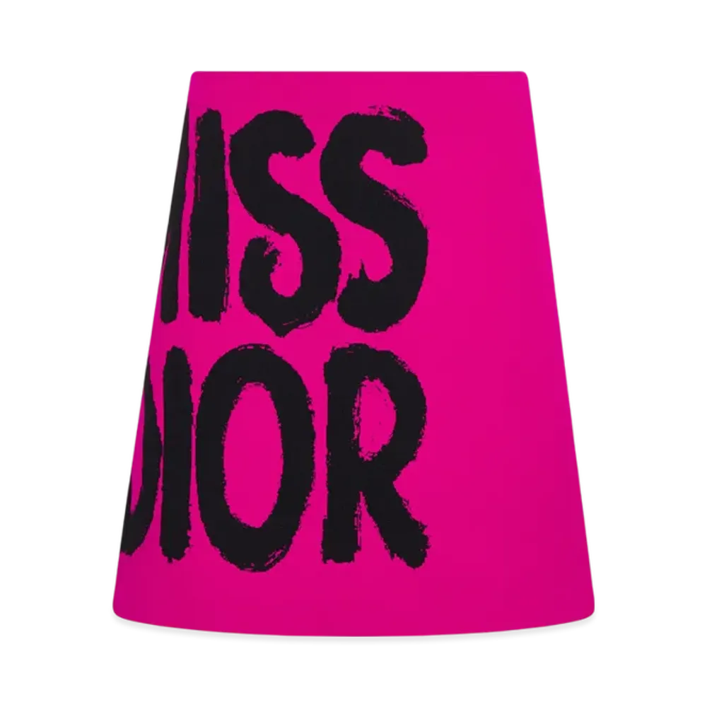 Dior Women's Technical Knit with Miss Dior Graffiti Motif Flared Mini Skirt "Fuchsia"