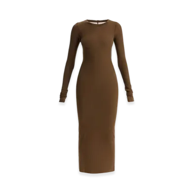 Rick Owens Porterville L/S Dress In Viscose Silk Rib Jersey "Khaki"