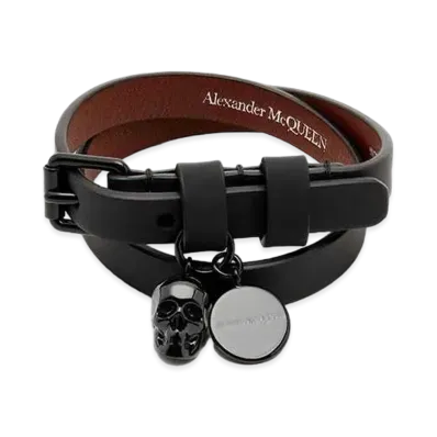 Alexander McQUEEN Double Wrap Bracelet "Black"