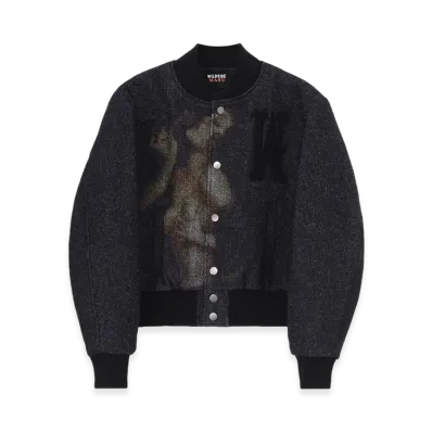 WILDSIDE YOHJI YAMAMOTO x M A S U Woman Portrait Varsity Jacket "Black"