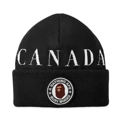 A BATHING APE CANADA GOOSE KNIT CAP FOR BAPE® x CONCEPTS "Black"