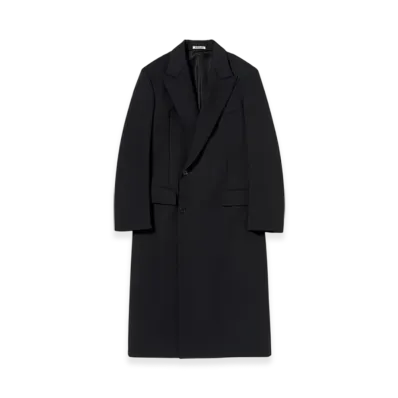 AURALEE Sponge Wool Twill Double Breasted Coat "Top Navy"