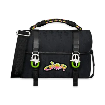 Dior x Lewis Hamilton Dior Hit the Road Messenger Bag in Dior Oblique Nylon & Leather-Effect Technical Fabric "Black/Multicolor"