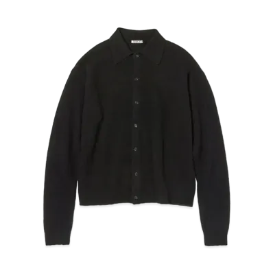 AURALEE SHETLAND WOOL CASHMERE KNIT CARDIGAN "Black"