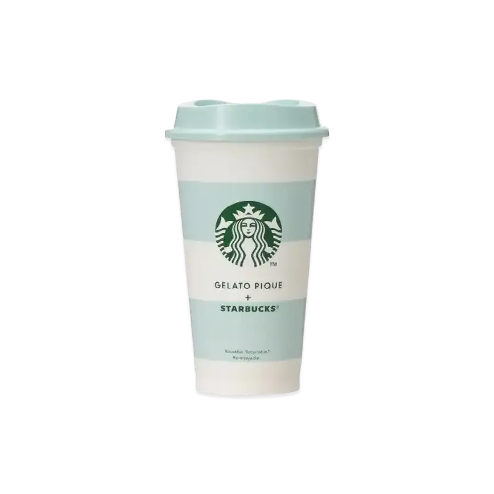 STARBUCKS x GELATO PIQUE Border Reusable Cup 473ml "Mint Green"