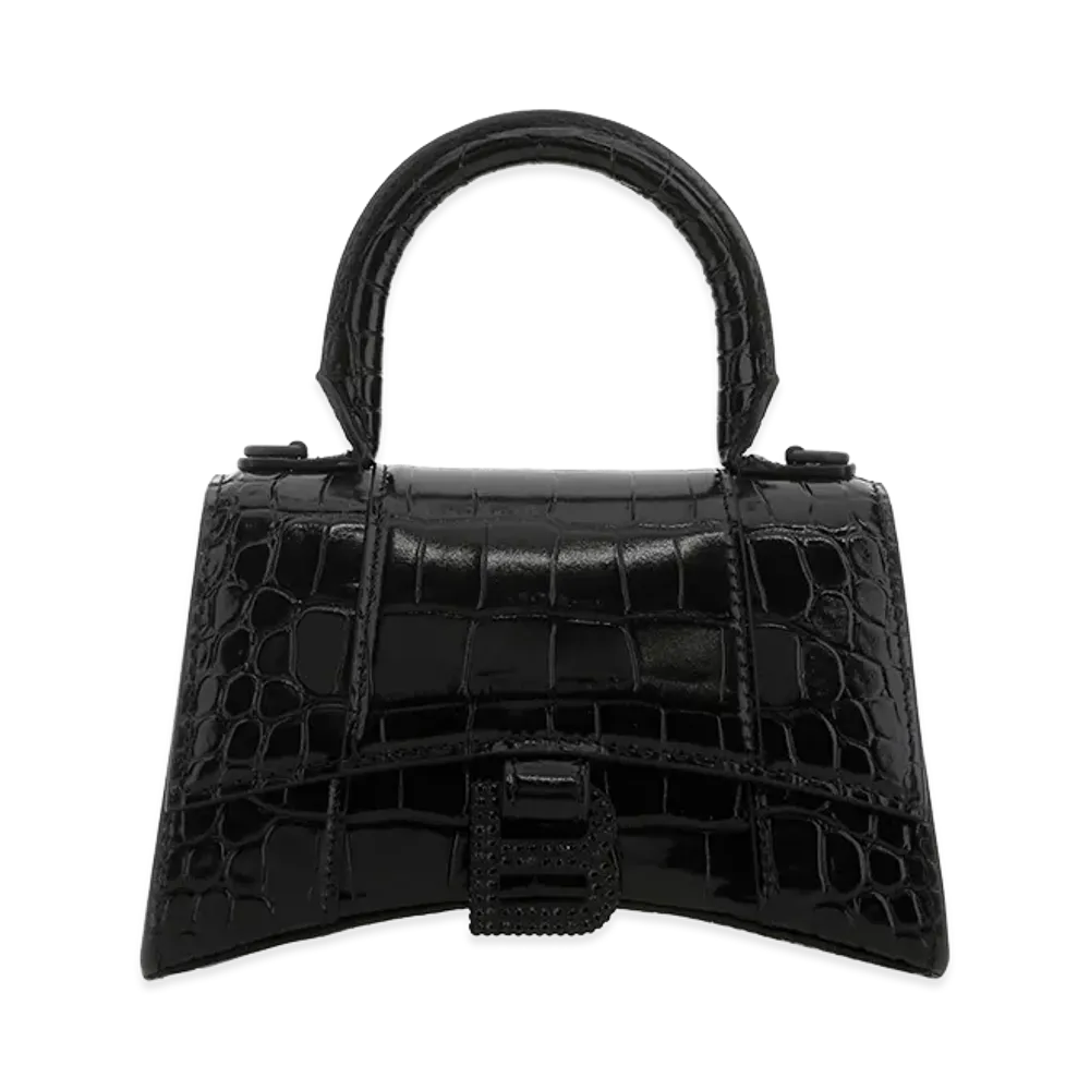 BALENCIAGA Women's Leather Xs Hourglass Handbag "Black"
