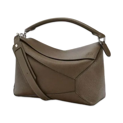 LOEWE Large Puzzle Edge Bag In Grained Calfskin "Khaki Brown"