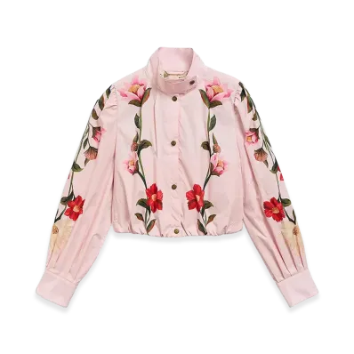 Barbour x FARM Rio Women's Madelena Showerproof Jacket "Pink"