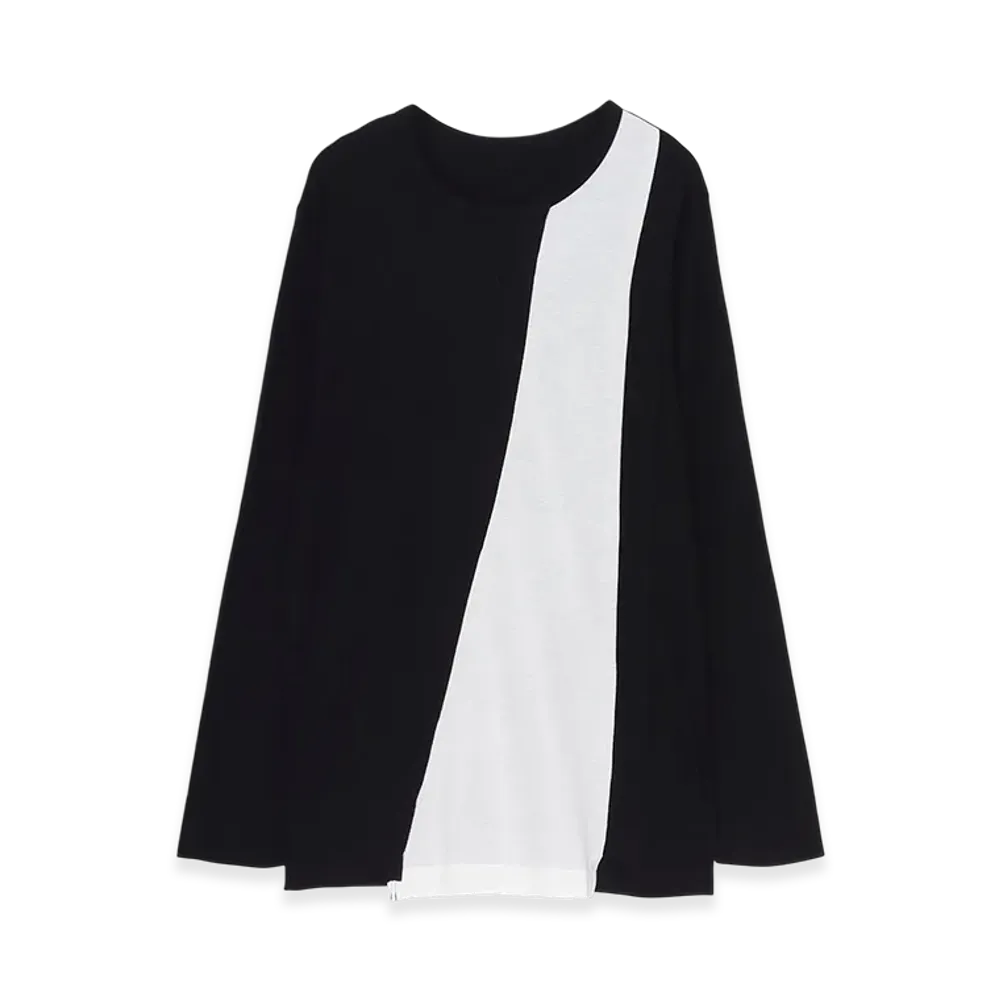 Ground Y C/Mo Jersey Combination Tsujikiri Long Sleeved T-Shirt "Black/White"