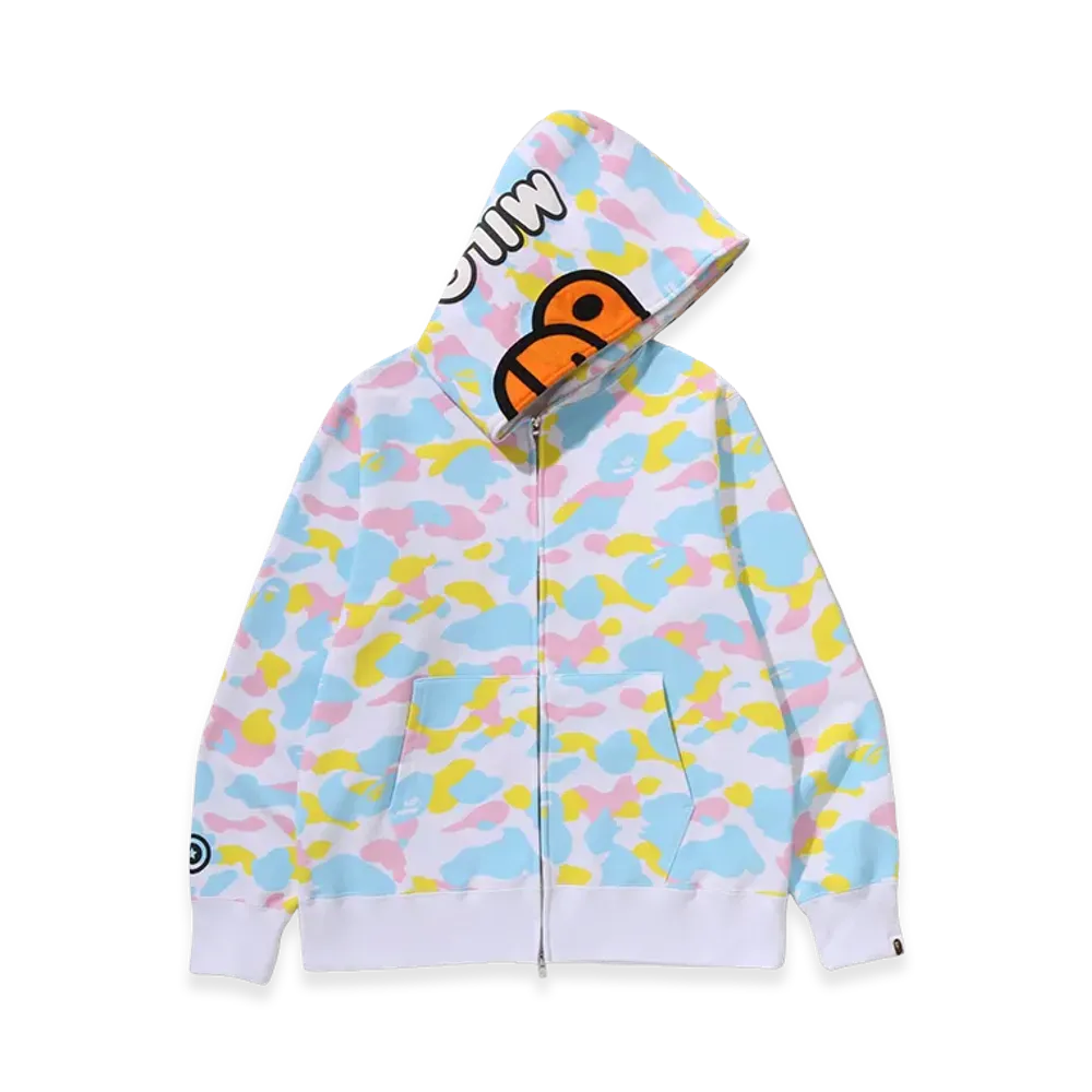 A BATHING APE New Multi Camo Baby Milo Regular Fit Full Zip Hoodie "White"