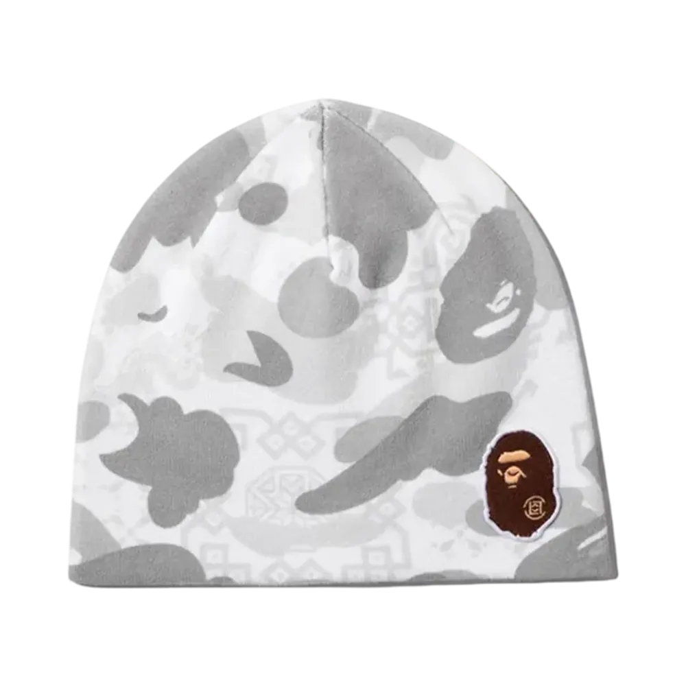 A BATHING APE x CLOT Camo Beanie "White"