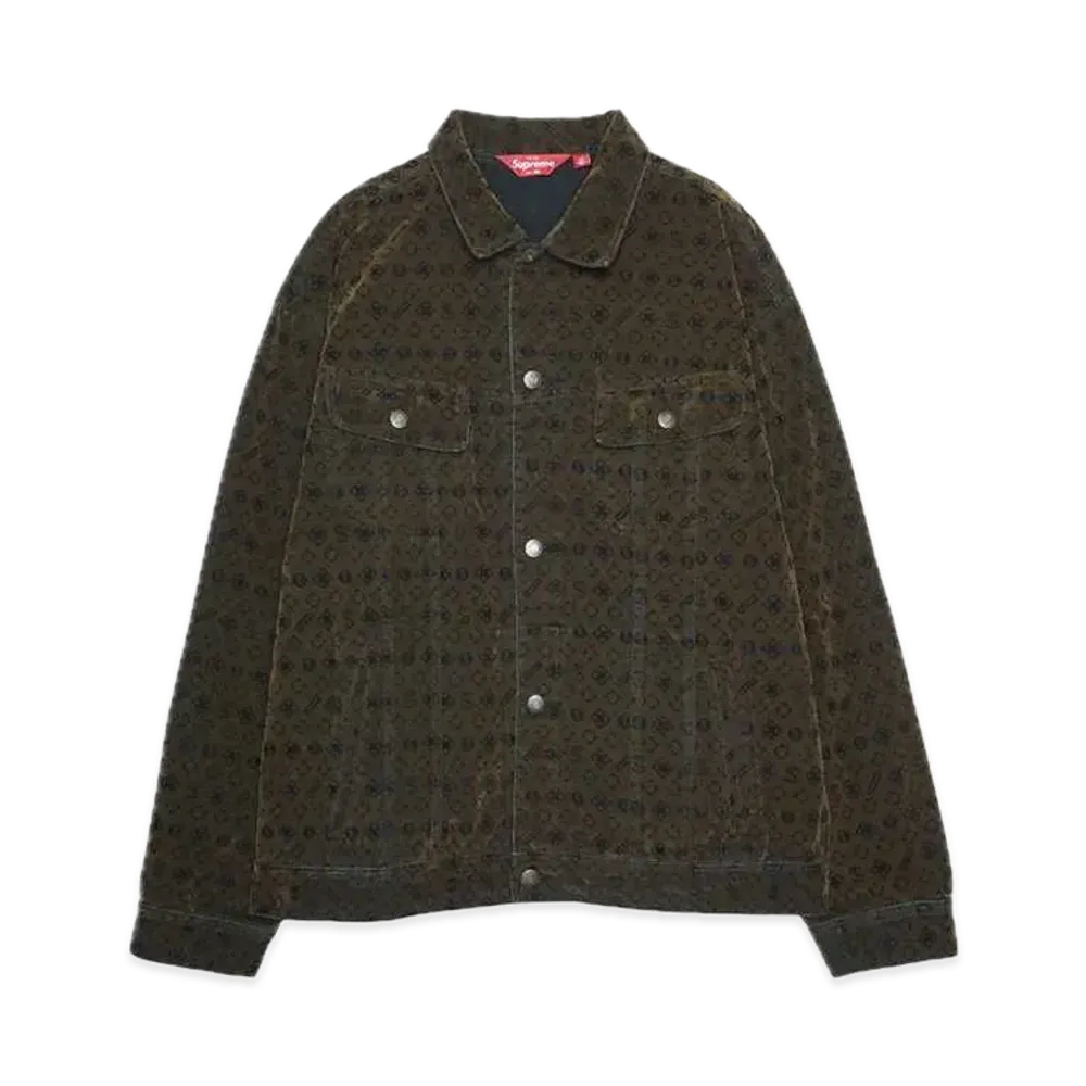 Supreme Flocked Denim Trucker Jacket "Black"