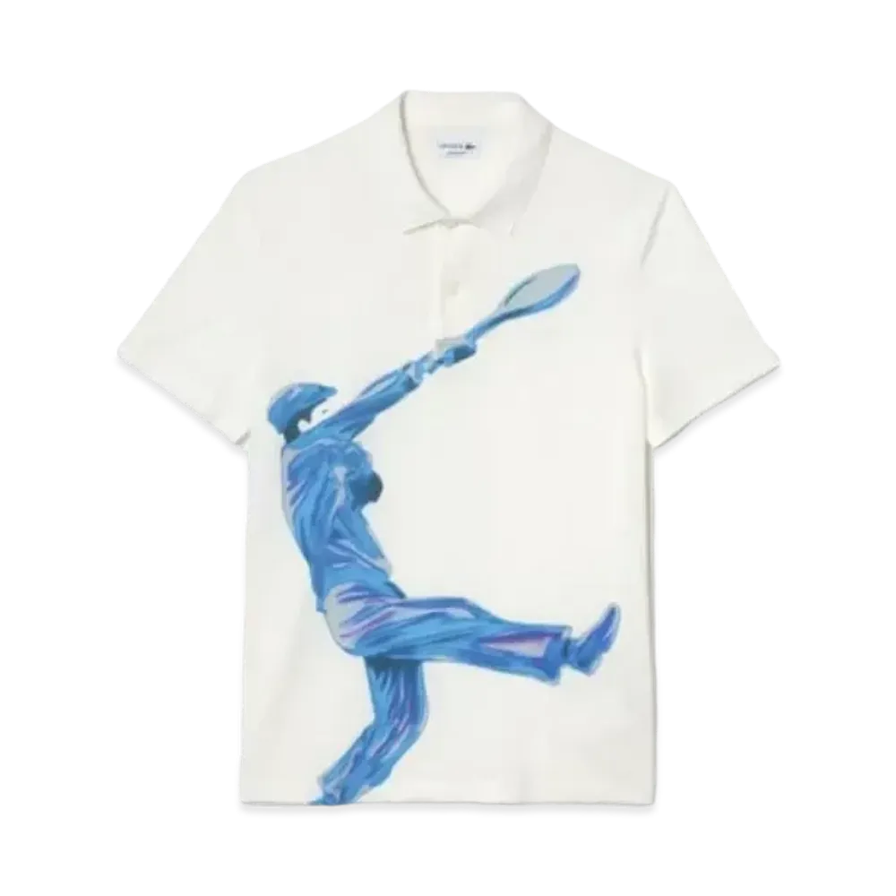 LACOSTE Rene Graphic Print Polo Shirt "White"