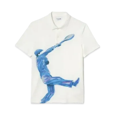 LACOSTE Rene Graphic Print Polo Shirt "White"