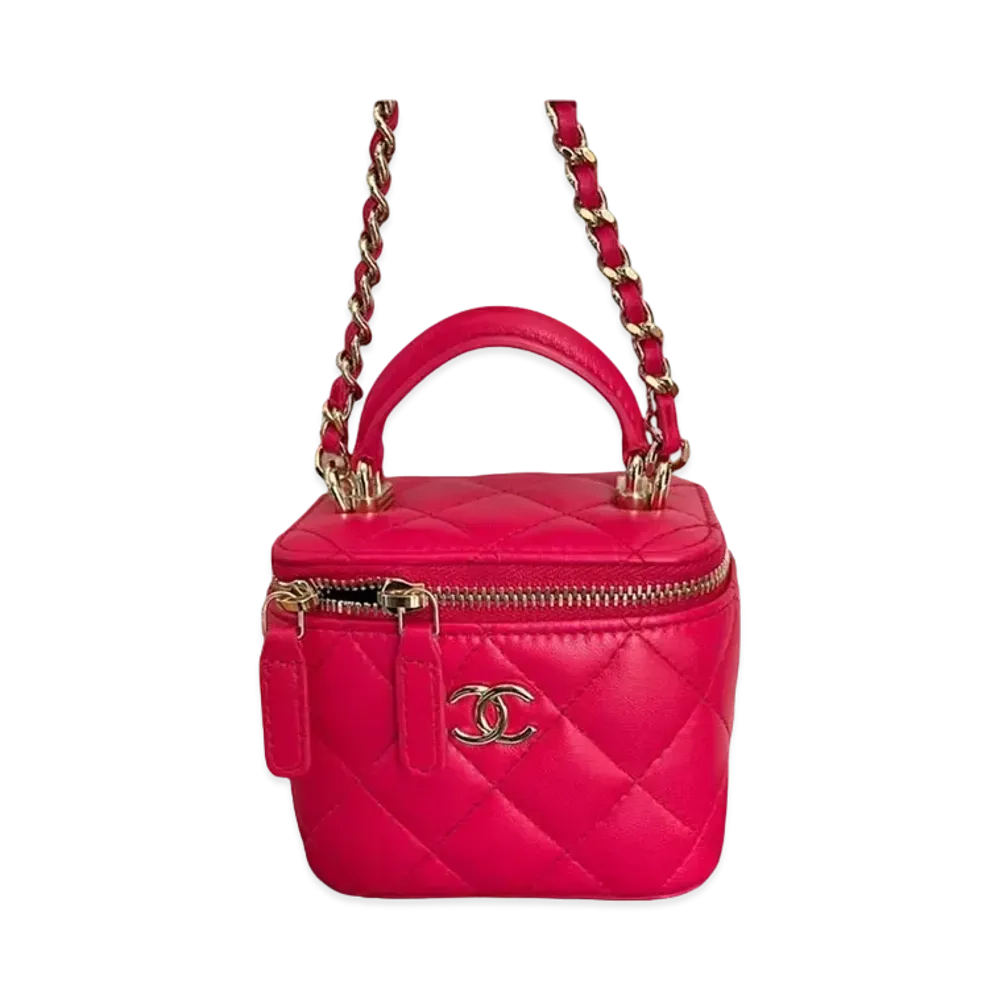 CHANEL Top Handle Small Vanity Shoulder Bag "Dark Pink"