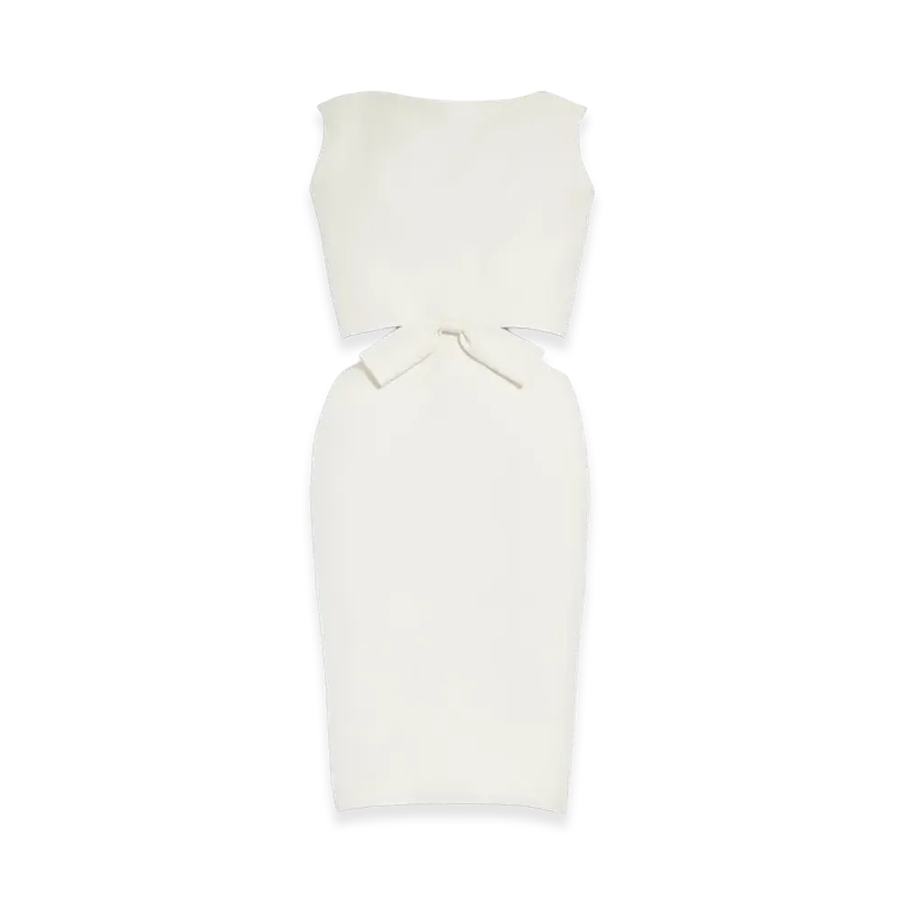 BALENCIAGA Women's Drape Back Ribbon Dress "Ivory"