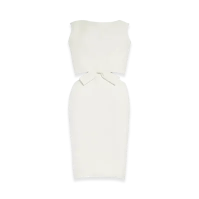 BALENCIAGA Women's Drape Back Ribbon Dress "Ivory"