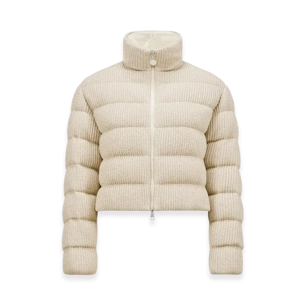 MONCLER Thoiry Laminated Cotton Short Down Jacket "Light Beige"