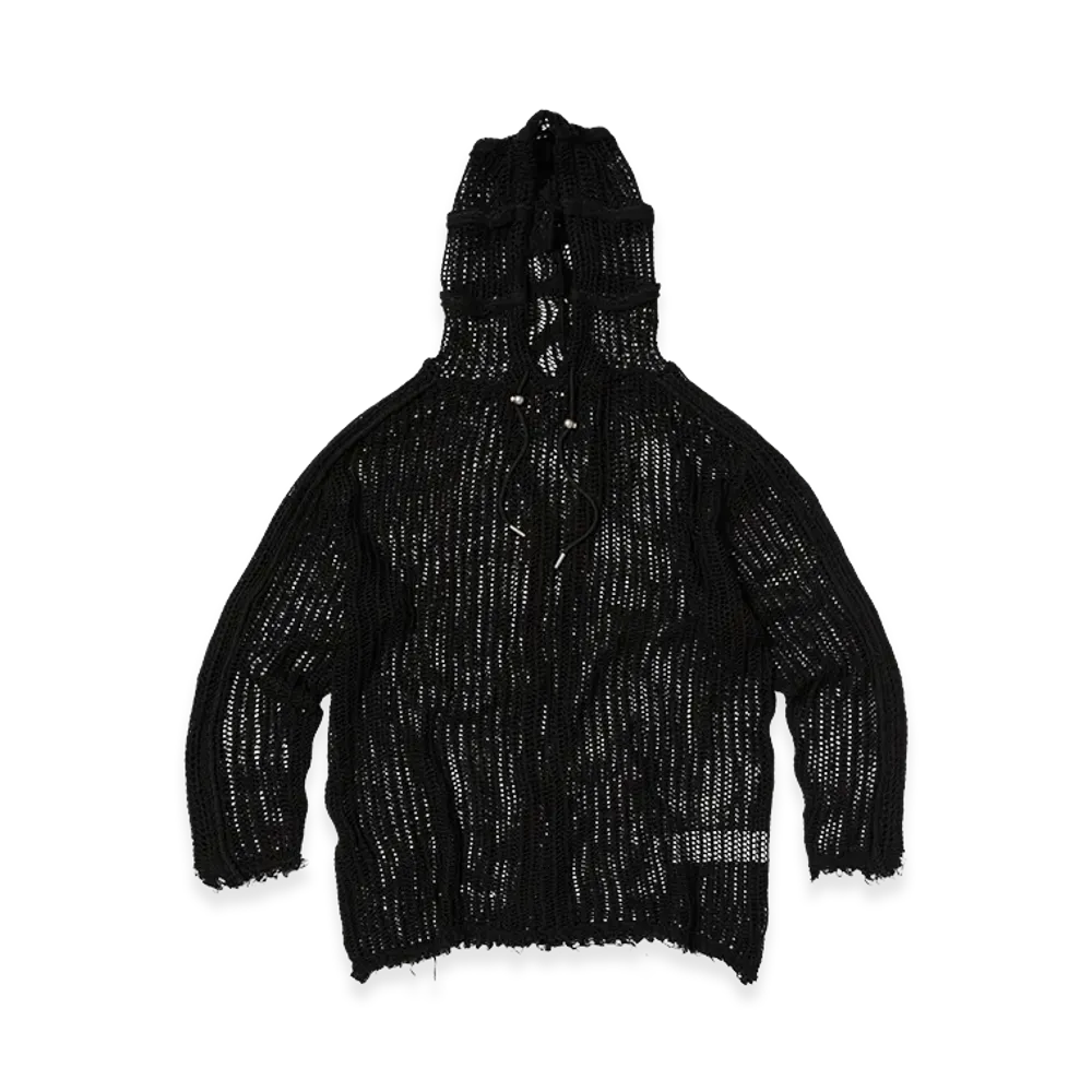 THUG CLUB TC Line Mesh Knit Hoodie "Black"