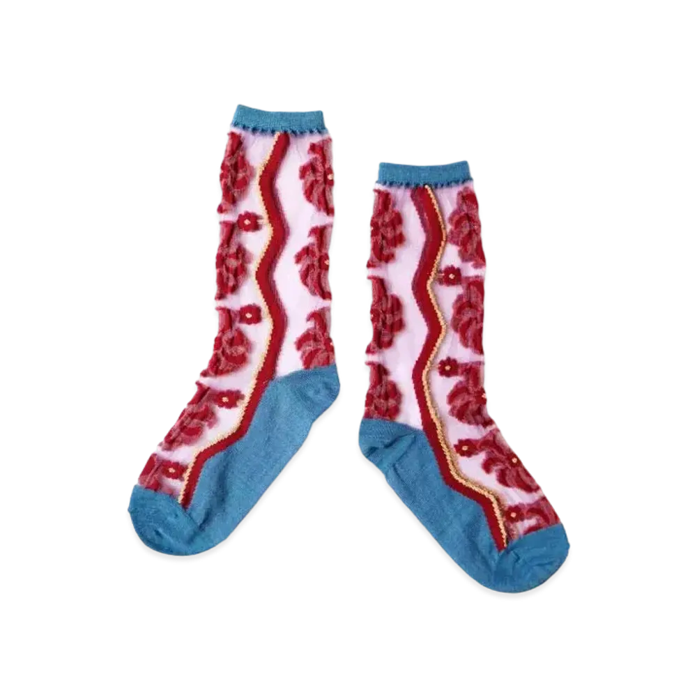 KAPITAL 200 Mulan Quilt See Through Socks "Purple"