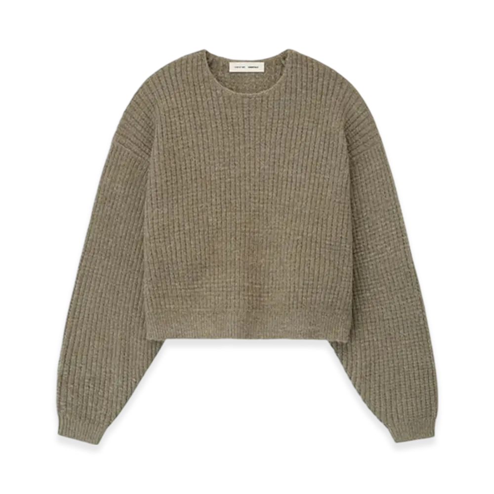 FEAR OF GOD ESSENTIALS Women's Heavy Waffle Crewneck 90'S Sweater "Homestead Heather"