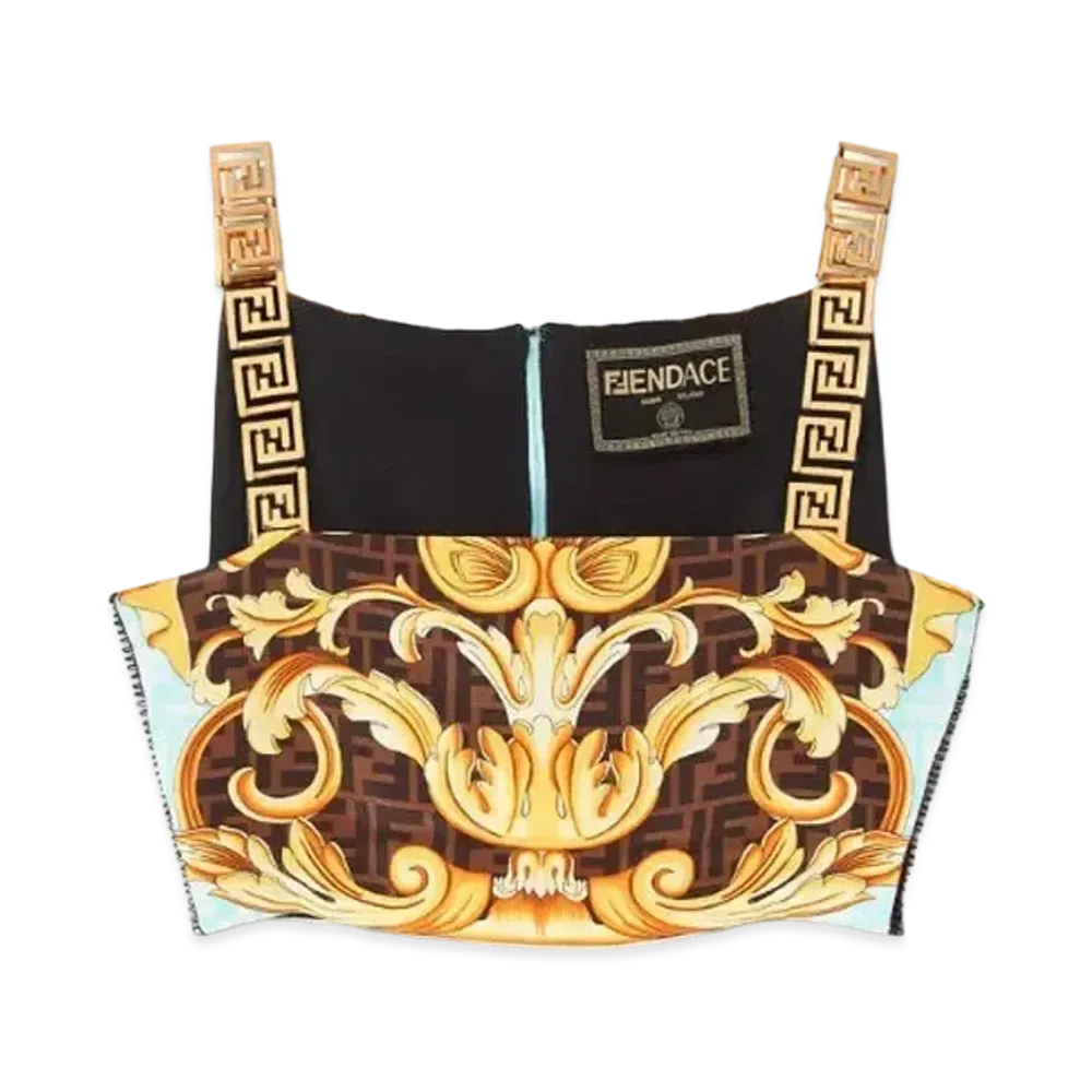 FENDI x Versace Fendace Gold Baroque Bralette Top
