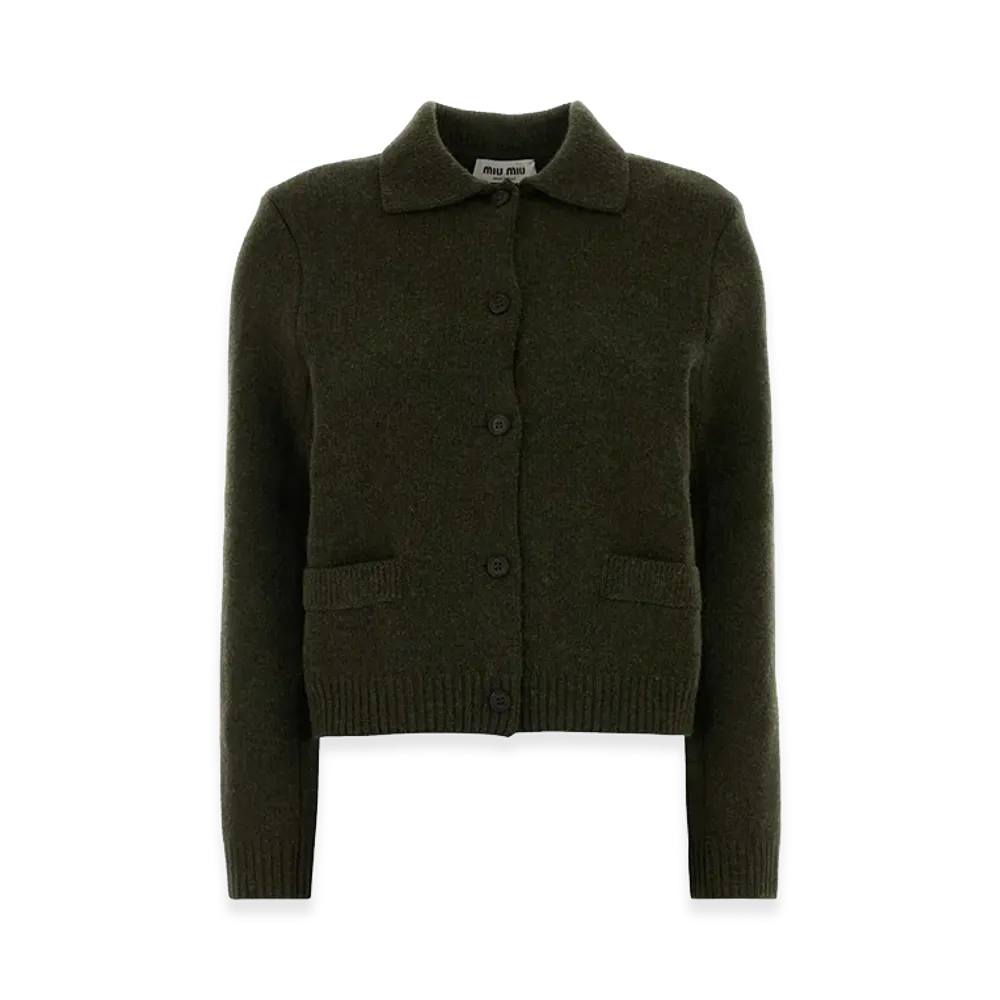 MIU MIU Women's Bottle Wool Cardigan "Green"