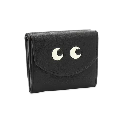 ANYA HINDMARCH Women's Eyes Mini Trifold Wallet "Capra in Black"