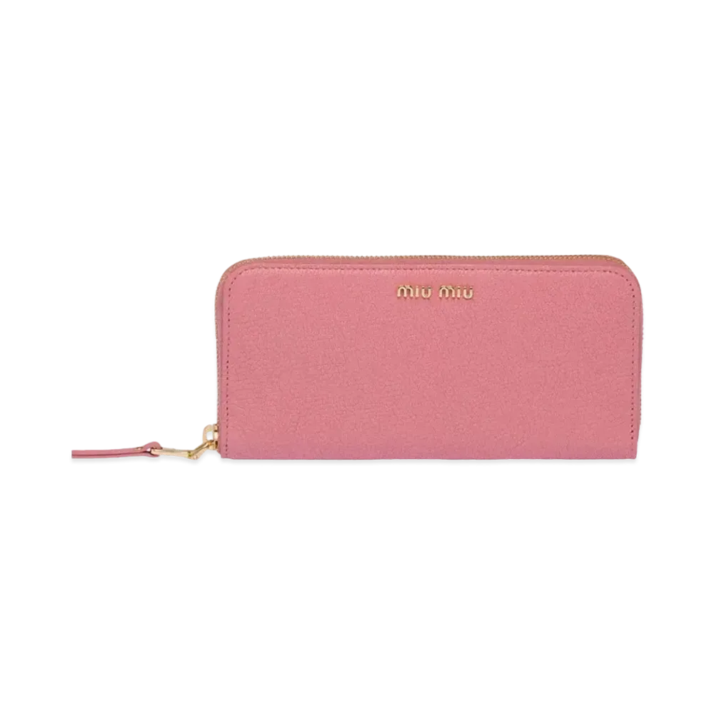 MIU MIU Madras Leather Wallet "Pink/Red"