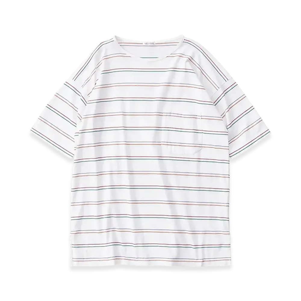 NICENESS M.Sandin Pocket T Shirt Short Sleeve - Multi Stripe "White"