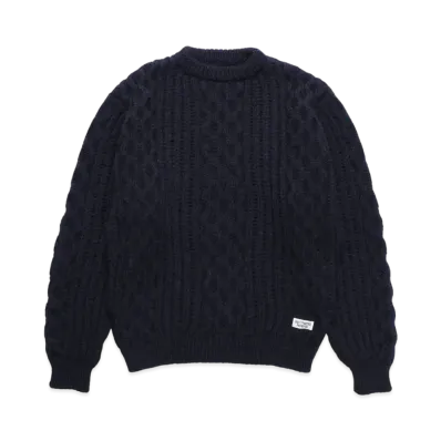 WACKO MARIA Aran Sweater "Navy"
