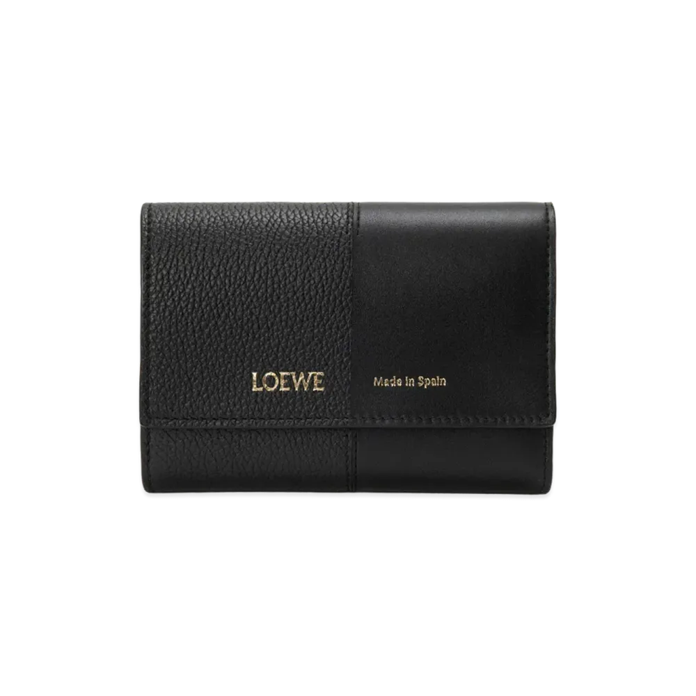 LOEWE Women's Vertical Wallet Small Smooth Calf & Grain Calf "Black"